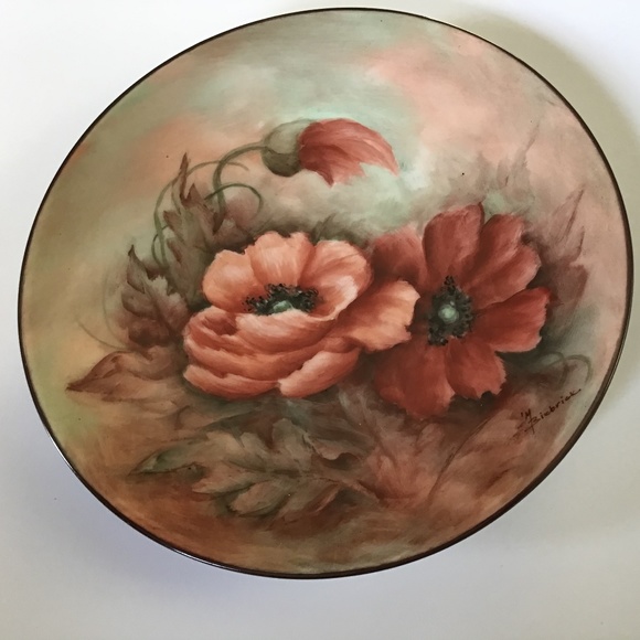 Hand  Painted Floral Plate - Picture 1 of 4